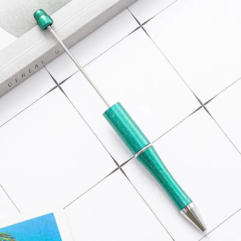 Plastic Beadable Pens Glitter green