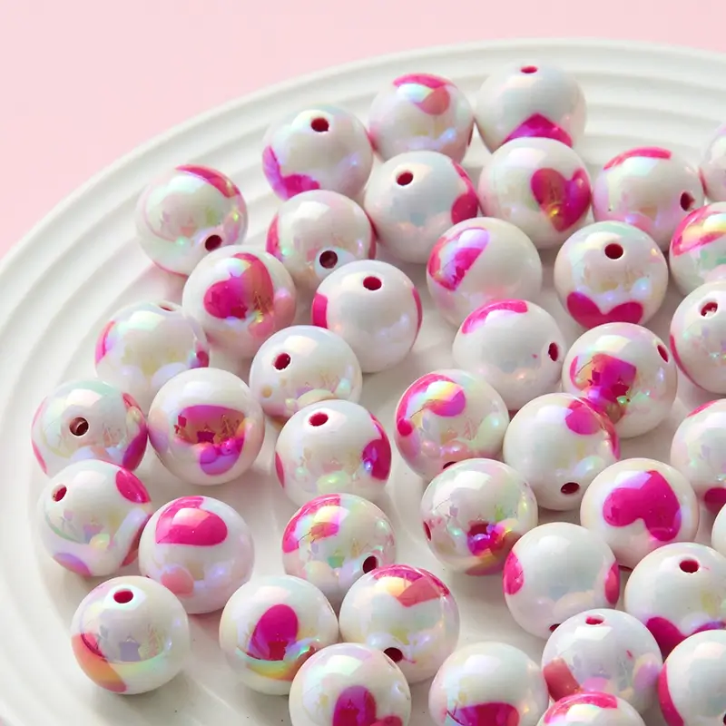 Round acrylic spacer bead Rose red
