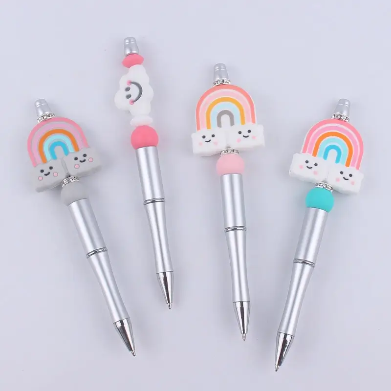 Rainbow cloud silicone beaded pen MAIN IMAGE