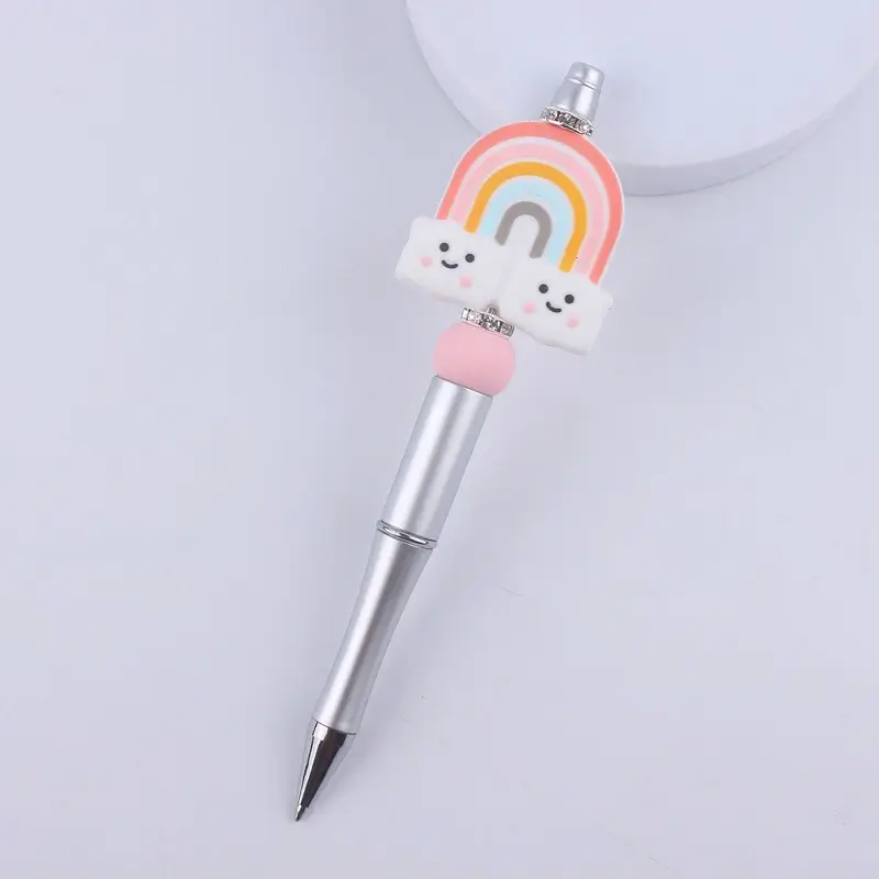 Rainbow cloud silicone beaded pen PINK BEADS PEN