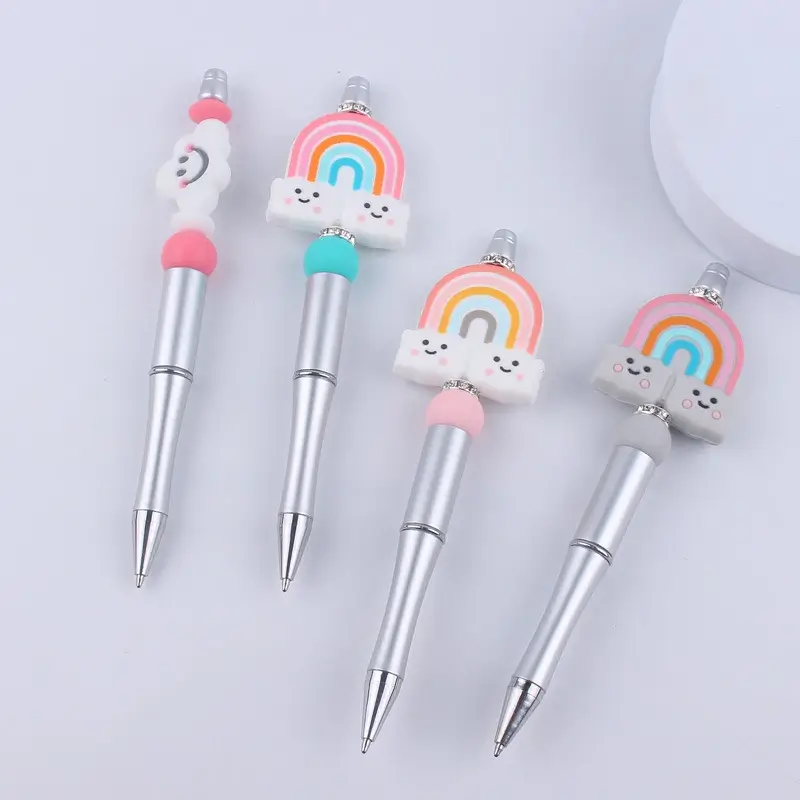 Rainbow cloud silicone beaded pen detail