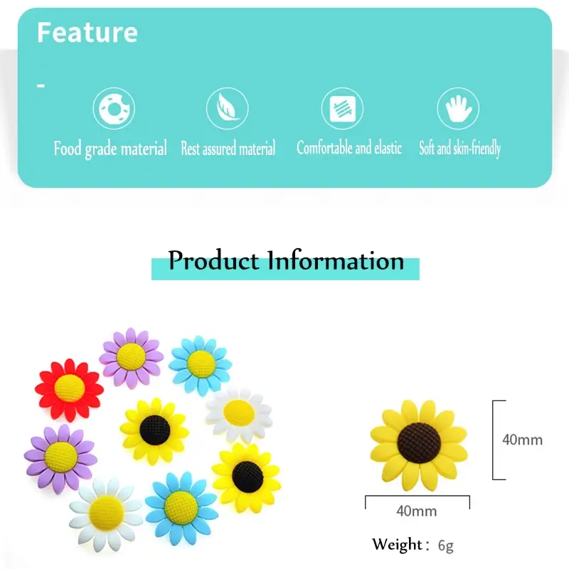 Colored Sunflower Focal Bead product information